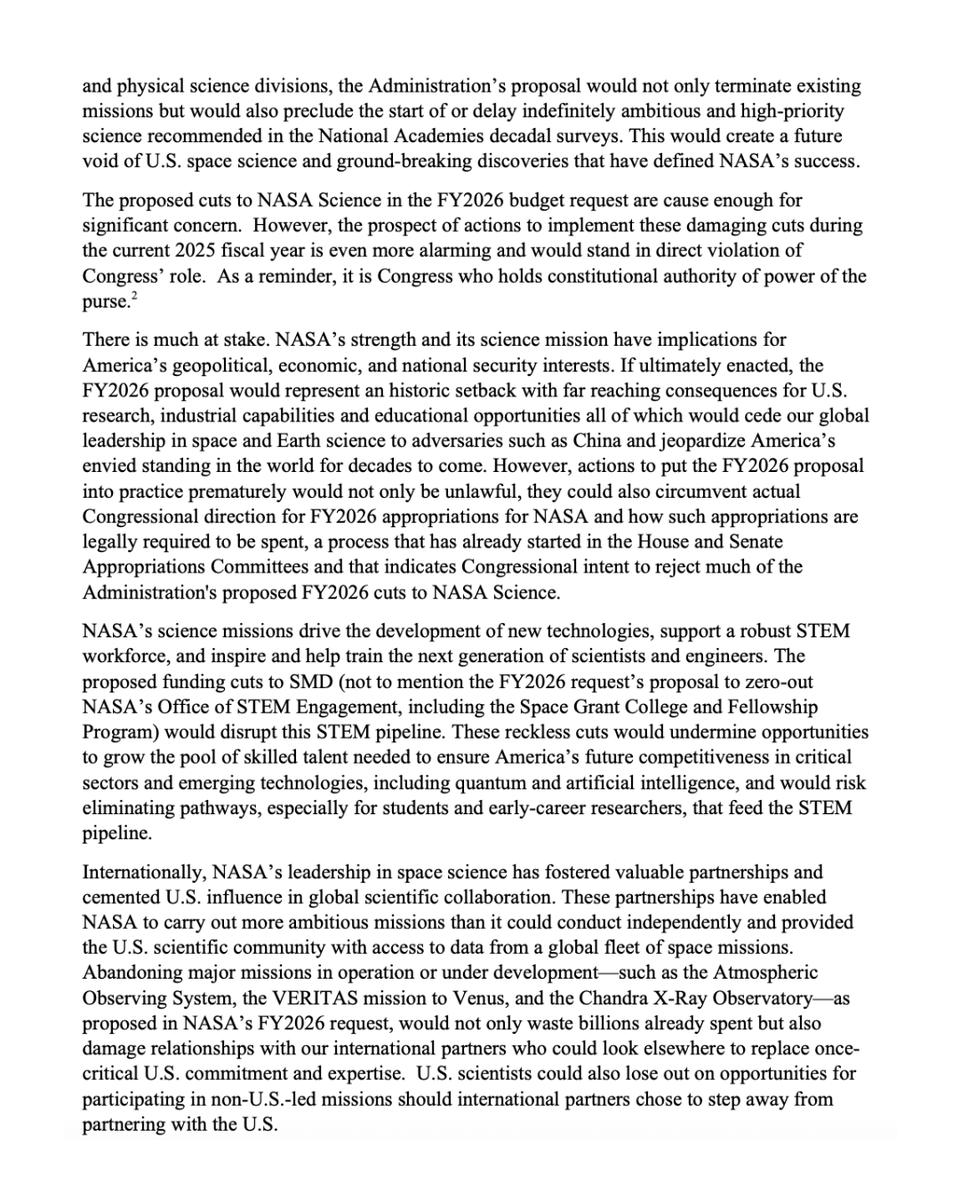 ValerieFoushee's tweet image. Actions to set in motion Trump's proposed FY26 cuts to NASA Science before Congress votes on a full-year budget are illegal and threaten U.S. leadership in space and scientific research.
I led a bipartisan letter as Ranking Member of the Space and Aeronautics Subcommittee with…