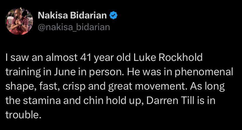 JK_Boxing's tweet image. ‼️| Nakisa Bidarian CEO of MVP, gives his thoughts on the main event of Misfits Boxing 22…👀
“Luke Rockhold is in phenomenal shape, Darren Till is in Trouble” 😳