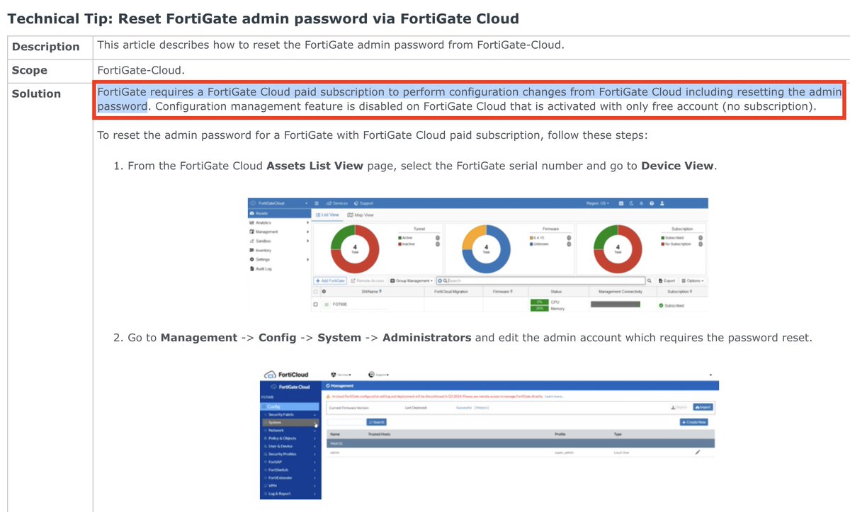 malmoeb's tweet image. New attack surface unlocked - hack the FortiGate Cloud account to reset the FortiGate admin password.