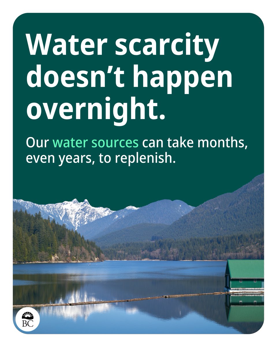 BCGovNews's tweet image. People across BC are making choices every day to reduce water use. Whether it's fixing a leaky tap, only watering your veggies in the evening, or leaving your car dirty this summer, your actions make a difference. Let's keep doing what works! Gov.bc.ca/Drought