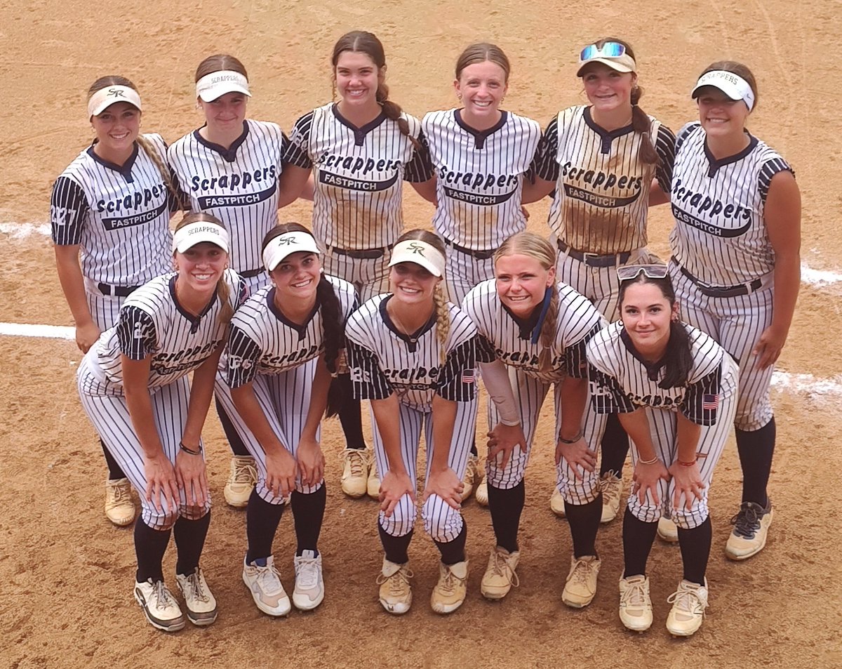 Our Scrappers girls finished pool play 3-1 today for the <a href="/USASoftball/">USA Softball</a> National Championship. Heading in to bracket play tomorrow #1 seed for their pool! ⏰ 10am 📍 Moyer Field #1 . 2nd game time TBD (2pm or 4pm). Let's go Scrappers 🥎