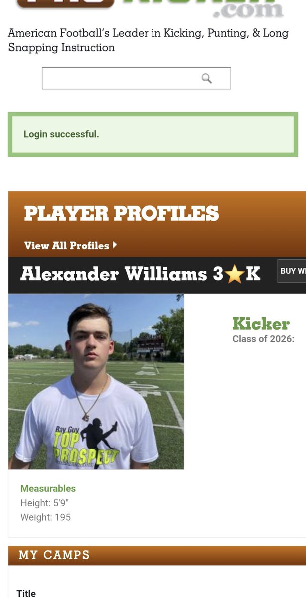 Blessed to have been ranked a 3 star by <a href="/Prokickercom/">Ray Guy Prokicker Kicking Camps</a> #AGTG