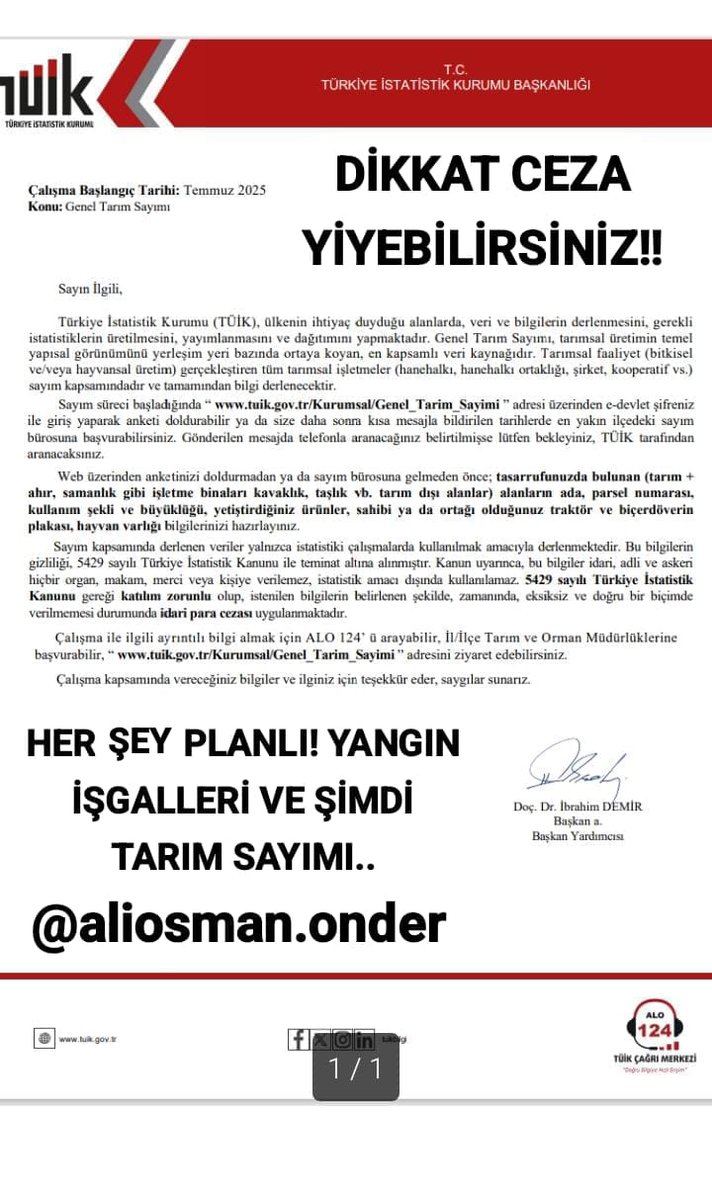 Dikkat TÜİK'ten CEZA yiyebilirsiniz ‼️ Türkiye'nin her yerinde ormanlar, ekili alanlar, köyler kasıtlı yangın işgalleri yaşıyor. 1 Temmuz'da yeni bir uygulama başladı. Memlekette, yaşadığınız şehirde, köyde, kasabada, 1 keser, 1 çekiç, 1 kazma, kürek, çapa, düven, dirgen, orak,