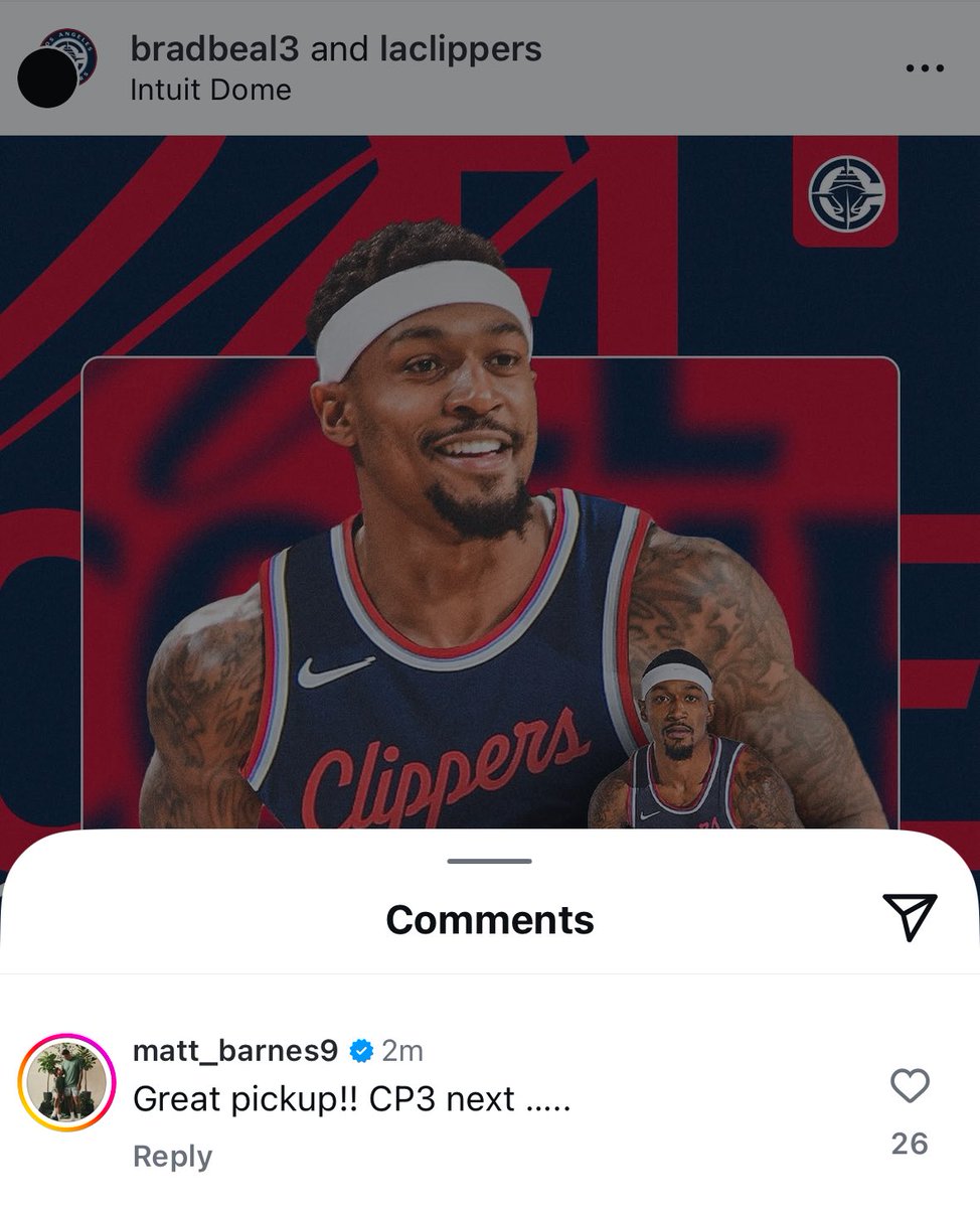 joeylinn_'s tweet image. Former Lob City Clippers forward Matt Barnes after the Bradley Beal news:
“Great pickup!! CP3 next .….”