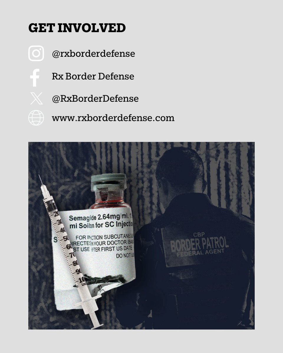 RxBorderDefense's tweet image. Dangerous, illegal and counterfeit drugs are flowing into our country across the Southern Border, undermining our healthcare system and risking patient lives. We're committed to stopping it. Learn more: rxborderdefense.com