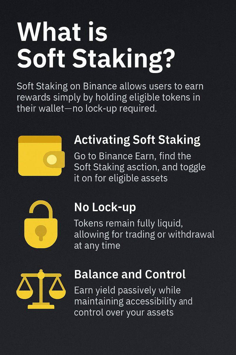 lunaloves9395's tweet photo. 1/ Soft Staking on Binance is a game-changer for passive income. Unlike traditional staking, it lets you earn rewards simply by holding eligible tokens—no lock-up needed. #SoftStaking https://t.co/SxhjttFaGF