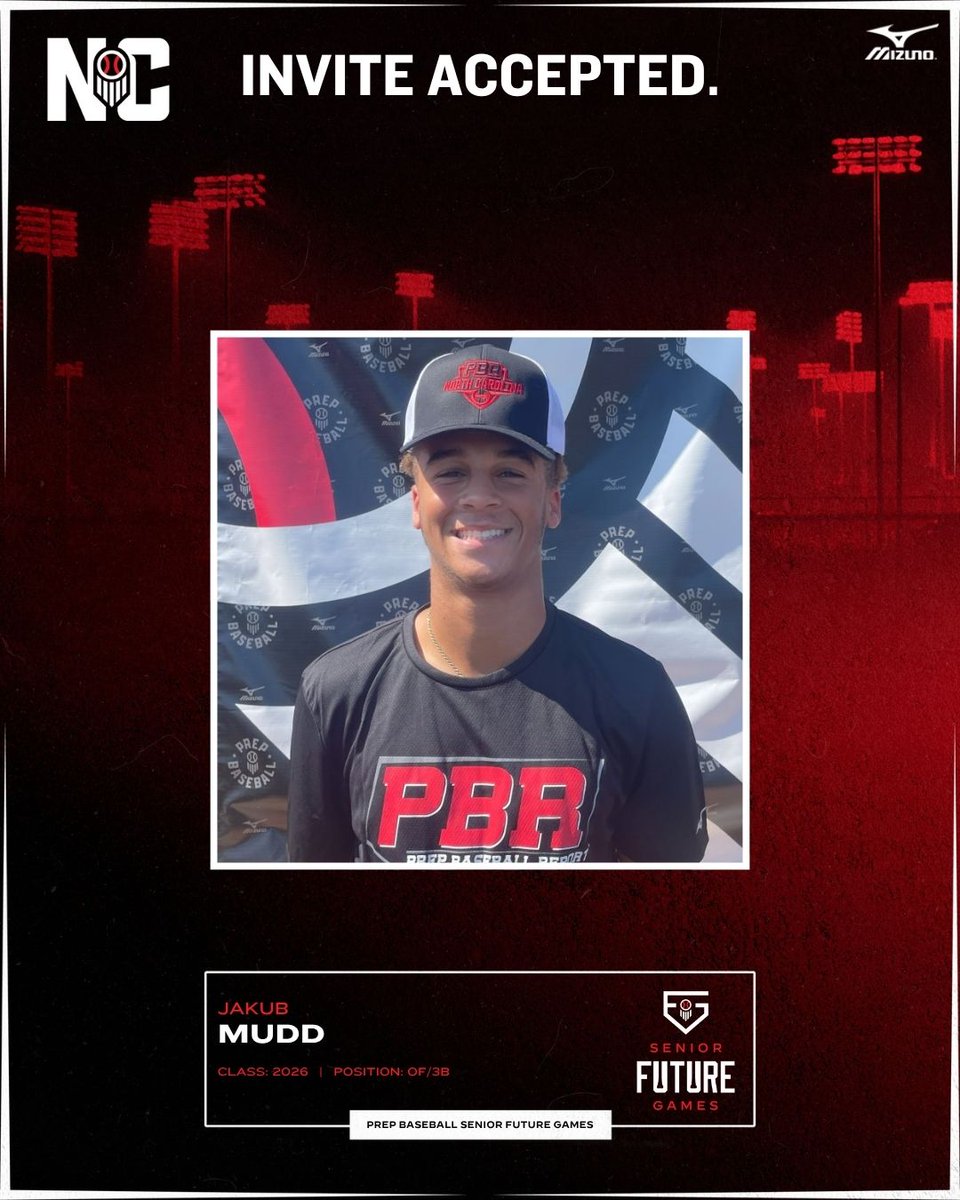 Prep Baseball North Carolina (@prepbaseballnc) on Twitter photo INVITE ACCEPTED‼️
'26 OF Jakub Mudd joining #TeamNC at #PBFG25⭐
<a href="/JakubMudd/">JakubMudd</a> | <a href="/Baseball_cghsnc/">Gibbons Baseball</a> | <a href="/TheCanesBB/">Canes Baseball</a> | <a href="/prepbaseball/">Prep Baseball</a> INVITE ACCEPTED‼️
'26 OF Jakub Mudd joining #TeamNC at #PBFG25⭐
<a href="/JakubMudd/">JakubMudd</a> | <a href="/Baseball_cghsnc/">Gibbons Baseball</a> | <a href="/TheCanesBB/">Canes Baseball</a> | <a href="/prepbaseball/">Prep Baseball</a>