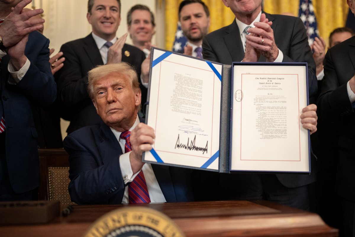 ✅ GENIUS ACT SIGNED INTO LAW

"The GENIUS Act creates a clear and simple regulatory framework to establish &amp; unleash the immense promise of dollar-backed stablecoins. This could be perhaps the GREATEST revolution in financial technology since the birth of the internet itself."
