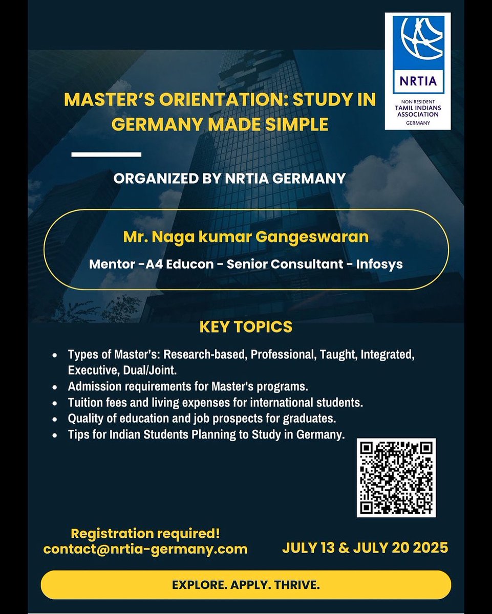 Josephine Ramya (@ramyamervin) on Twitter photo One last session this sunday for the aspiring students to study Masters in Germany. <a href="/NRTChina/">NRTIA China</a> <a href="/nrtiajapan/">NRTIA Japan</a> <a href="/NrtiaGermany/">NRTIAGermany</a> <a href="/ksivasenapathy/">Karthikeya Sivasenapathy</a>
forms.gle/9HFyexeLupSoCB… One last session this sunday for the aspiring students to study Masters in Germany. <a href="/NRTChina/">NRTIA China</a> <a href="/nrtiajapan/">NRTIA Japan</a> <a href="/NrtiaGermany/">NRTIAGermany</a> <a href="/ksivasenapathy/">Karthikeya Sivasenapathy</a>
forms.gle/9HFyexeLupSoCB…