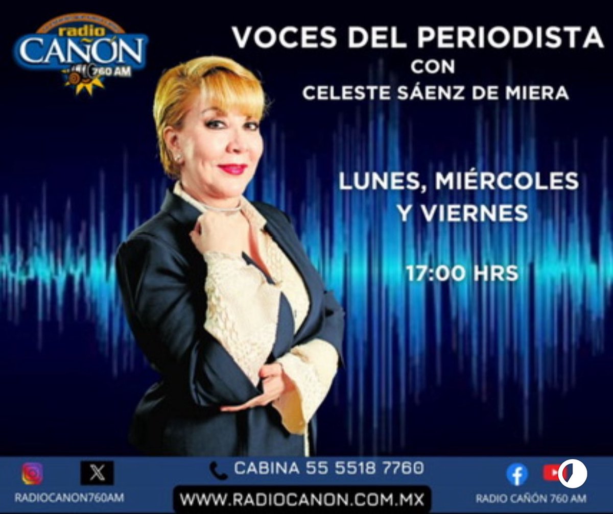 ⚠️ PROGRAMA 📻 y 💻📱
#VocesDelPeriodista nacional e internacional. HOY 17:00 Hrs  <a href="/CelesteSaenzM/">Celeste Sáenz</a> <a href="/MourisSalloum/">MourisSalloumGeorge</a> en <a href="/radiocanon760AM/">RadioCañón760AM</a> 📻
emisoras.com.mx/canon-760/  LINK DIRECTO EN VIVO: 👇🏼radiocanon.com.mx 👈🏼
HOY: <a href="/Jbautistarojo/">Jbautista</a> 
#EnPalabrasDeClaudia y #ClaroConClara