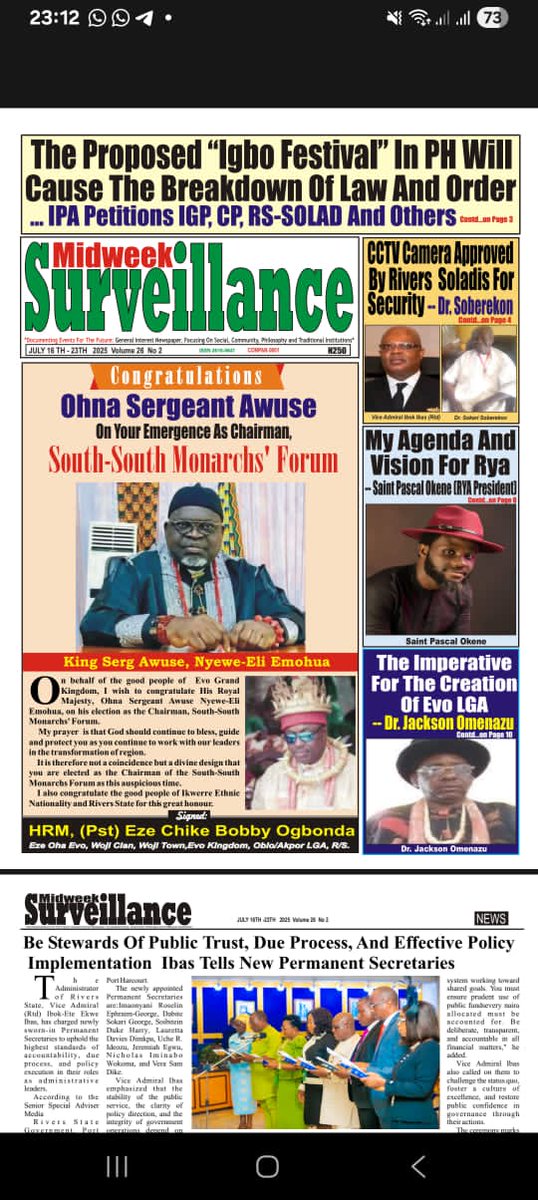 Rudolf_poseidon's tweet image. Dis is getting serious.
It&apos;s finally made it to the papers.

Ikwerre People&apos;s Association say they dont want Ibo day celebration in Their Land. 

Ogbakor Ikwerre said they dont want Ibo day Celebration in their land.

A Radio broadcast has bin made &amp;amp; IG petitioned.

Take it to SE