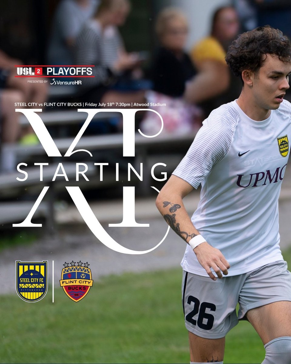 SteelCityFC's tweet image. 🔵🟡 STARTING XI

We are ready for this one! Let's GOOOOOOOOO! 

📺 ow.ly/selv50Ws8iP

#SteelCityFC #StrongerTogether #Path2Pro #PlayoffSoccer #USL2Playoffs #Awaydays