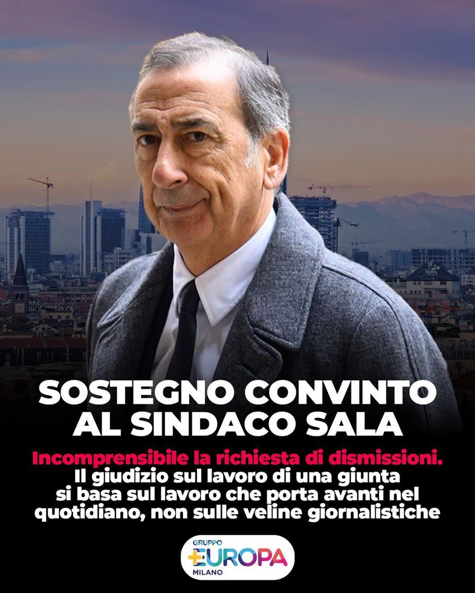 Costanzopaolo's tweet photo. *Inchiesta urbanistica:incomprensibile richiesta dimissioni Sala*  Le inchieste, soprattutto quelle rilevanti, si fanno nelle Procure e sono finalizzate ad accertare fatti che poi devono essere giudicati nei processi. Diverse sono state nel tempo le inchieste poi rivelatesi prive di rilevanza penale come diversi sono stati i casi in cui esponenti politici o media hanno evocato presunti illeciti incidendo in maniera indelebile sulla reputazione di cittadini innocenti. Lo Stato di Diritto fortunatamente si fonda su presupposti diversi. Chi oggi emette sentenze solo per ottenere like immeritati è contro lo Stato di Diritto su cui si fonda la cultura del nostro Paese e la democrazia liberale. Aspettiamo la conclusione delle indagini e dei processi per accertare gli eventuali illeciti e chi la ha compiuti”. Milano negli ultimi 15 anni è cresciuta molto e ha avuto la capacità di crescere e attrarre investimenti. E’ vero, occorrerà lavorare molto per eliminare le distorsioni di una crescita molto sostenuta, anche al fine di permettere di attrarre studenti e cittadini con minori disponibilità economiche ma necessari a garantire la qualità dei servizi che la città deve offrire per continuare ad essere la locomotiva del Paese. Il Sindaco Sala è una persona seria e integerrima e non può e non deve essere bersaglio di chi ha un giudizio politico negativo sulla trasformazione della città o su chi vuole speculare nell’esclusivo interesse elettorale di parte politica.Milano ha creato terreno fertile agli investimenti nell’innovazione ed energie positive per migliaia di giovani che credono in un futuro prospero nonostante le spinte alla decrescita infelice di alcune personalità prive di visione. La politica, quella sana, dovrà lavorare al più alto livello possibile in termini di indirizzo e gestione, anche correggendo normative amministrative allineandole ai tempi e alla trasformazione della società. Il garantismo è nella Costituzione a cui tutti ci ispiriamo e l’ampio schieramento riformatore che qualifica Milano e la sana politica dovrà riflettere su come dare una prospettiva, una visione del futuro di Milano che assicuri la sicurezza e il pieno rispetto dei diritti individuali, sociali e ambientali. Su questo deve esserci una discussione pubblica rigorosa ed aperta che coinvolga la società civile, le forze politiche e le autorità. Trovo incomprensibili le richieste di dimissioni del Sindaco Sala che in più circostanze ha dimostrato di essere dotato delle ragioni e della forza per affrontare questo difficile momento”.