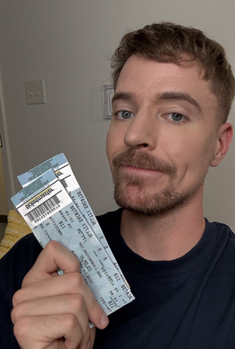 MrBeast's tweet image. I bought two VIP Coldplay tickets and one random person that tags their boss in the replies will win them! (if you win watch out for the Jumbotron)