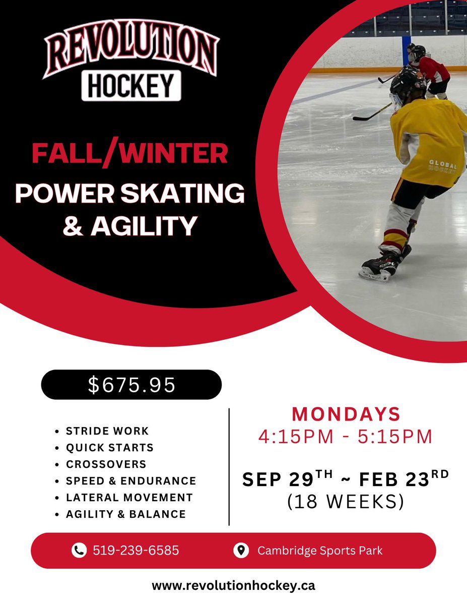 RevHky's tweet photo. Fall / Winter programs are now available for registration! Don't miss out, secure your spot today 🏒 #hockey #training #Cambridge https://t.co/bDltlzqY7I