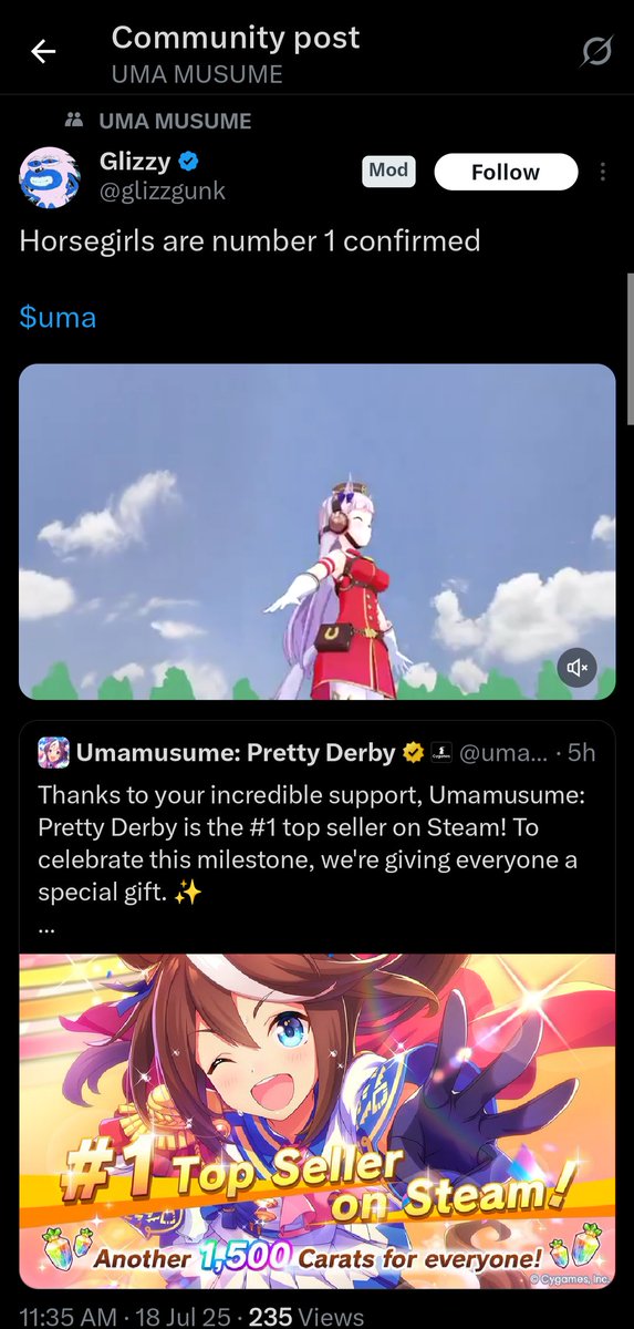 breadnotbreadXD's tweet image. the hell is this
umamusume cryptocurrency or whatever
using azticunknown's animation (presumably without permission)
am i out of the loop...is this even allowed
