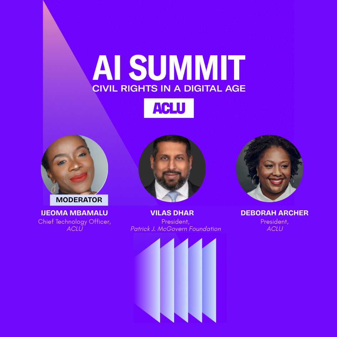 Can artificial intelligence reshape our civil rights as we know them? The ACLU held its first-ever AI summit to discuss the impact that technology has on our civil rights. Watch "Civil Rights in the Digital Age" here: youtube.com/watch?v=ul73KZ…