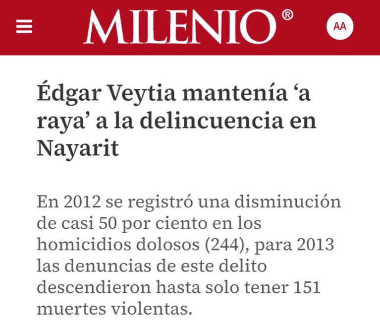 arturoangel20's tweet image. Sobre Adán Augusto y la trampa de los "buenos resultados" para negar nexos con el crimen.

CONTEXTO: En Nayarit de 2011 a 2016 los homicidios se desplomaron 90%. Otros delitos también. 

¿Quién era el fiscal? Edgar Veytia
¿Qué había? Un régimen de terror y "paz narca".