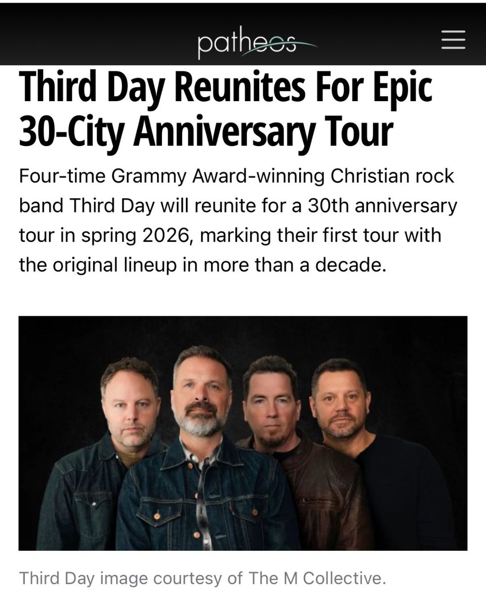 Our 30th Anniversary Tour is coming to a city near you in 2026! Got your tickets yet? #TD30 thirdday.com