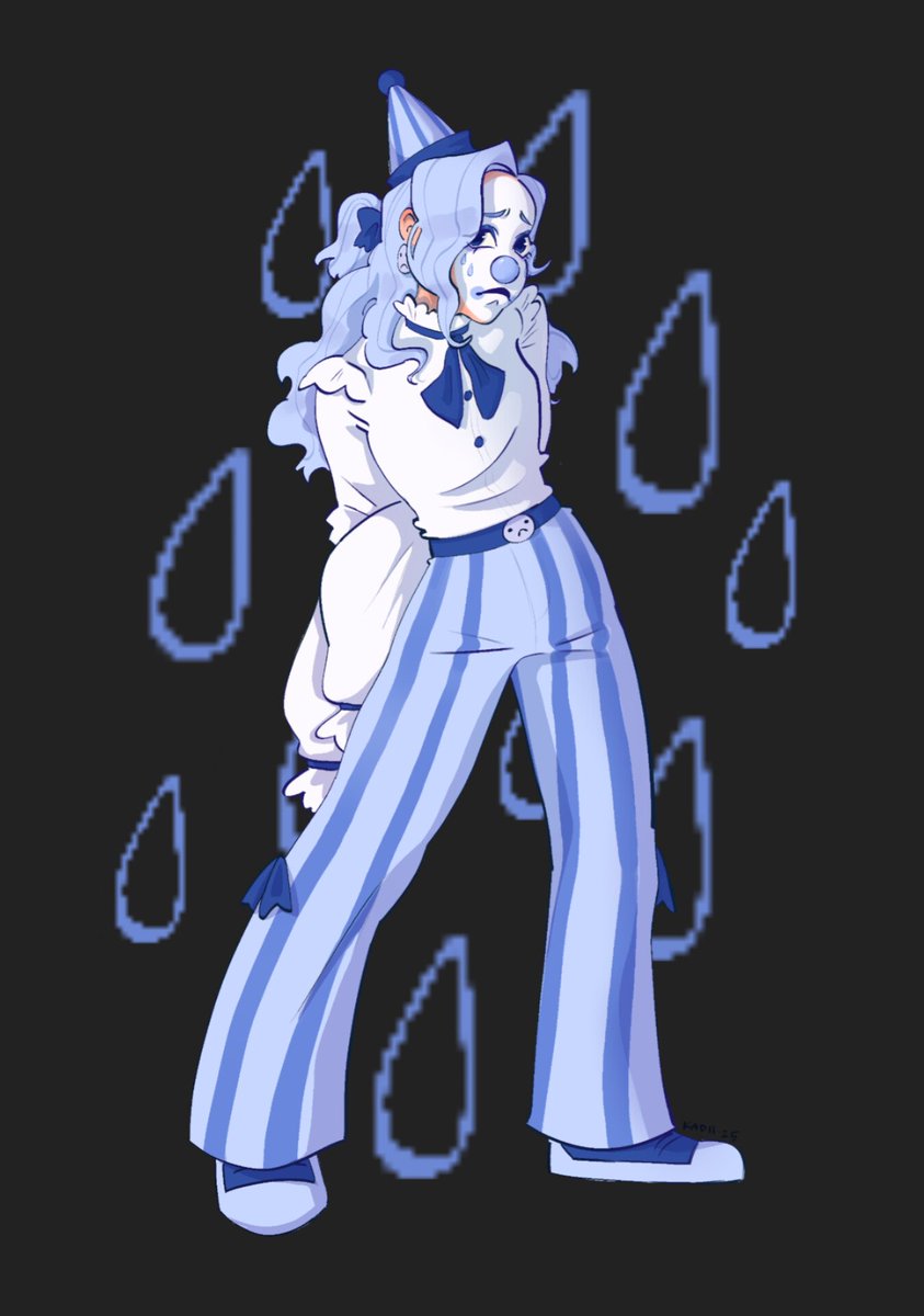 Sad clown for #artfight !! Im starting to love this style im developing :&gt;
