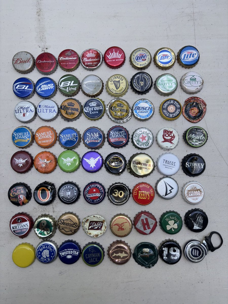 Losifa334's tweet photo. My bottle cap collection from my dad’s beer league softball games/parking lot when I was 9. 
What’s your favorite?
#beer #fortheloveofthegame https://t.co/eZVGiRMbBO