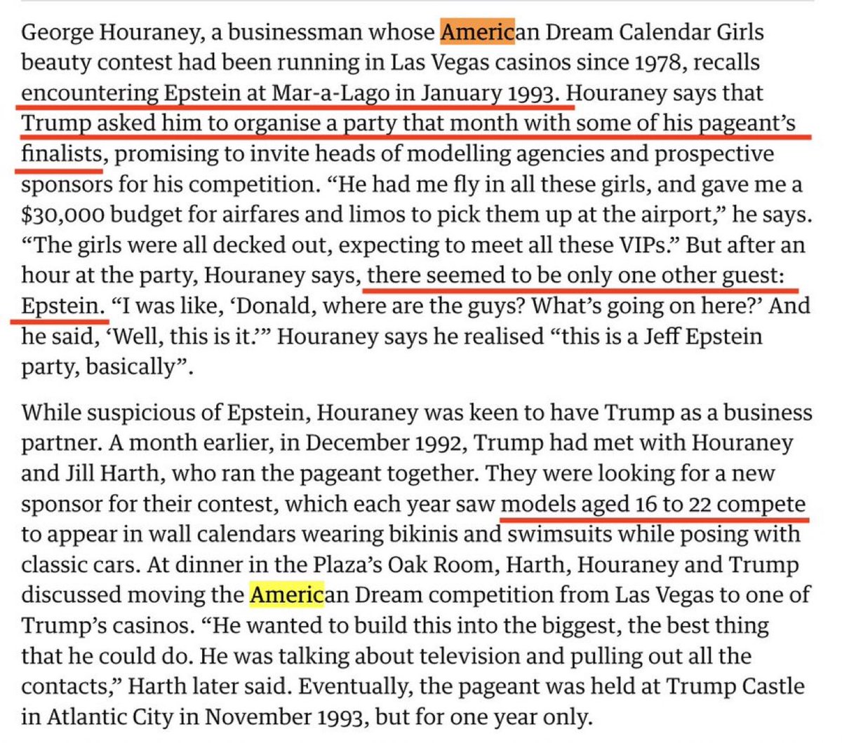 Maine (@themainewonk) on Twitter photo From <a href="/guardian/">The Guardian</a>: “Trump had young girls (16 to 22) flown to Mar-a-Lago for a private party with Jeffrey Epstein.” From <a href="/guardian/">The Guardian</a>: “Trump had young girls (16 to 22) flown to Mar-a-Lago for a private party with Jeffrey Epstein.”