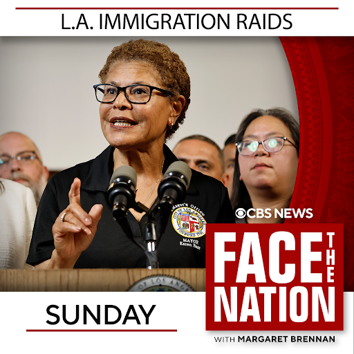FaceTheNation's tweet image. More than a month after violent clashes erupted over immigration enforcement in Los Angeles, @MayorofLA Karen Bass joins @margbrennan to talk about ICE’s impact on local communities. Plus, how is the city recovering six months after devastating wildfires? We’ll discuss it all…