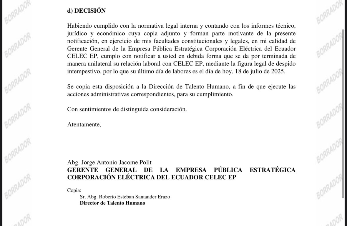 Fabián Calero, fuera de Celec.