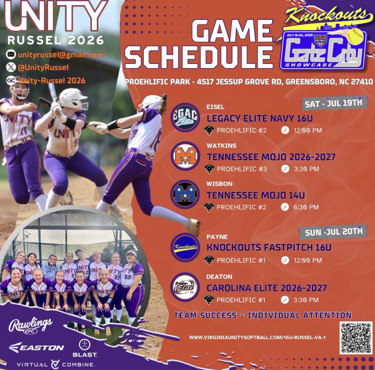 This weekend me and my <a href="/UnityRussel/">Unity-Russel Softball</a> team will be in Greensboro, NC. Come check us out, we’re pretty fun to watch💪🏼<a href="/CoachKeithParr/">Keith Parr</a> <a href="/SalisburySB/">Salisbury Softball</a> <a href="/LibertySB/">Liberty Softball</a> <a href="/ChowanSoftball/">Chowan University Softball</a> <a href="/CoastalSoftball/">Coastal Carolina SB</a> <a href="/UNCSoftball/">Carolina Softball</a> <a href="/RoanokeSoftball/">RoanokeSoftball</a> <a href="/PrideGCSoftball/">Greensboro College Softball</a>