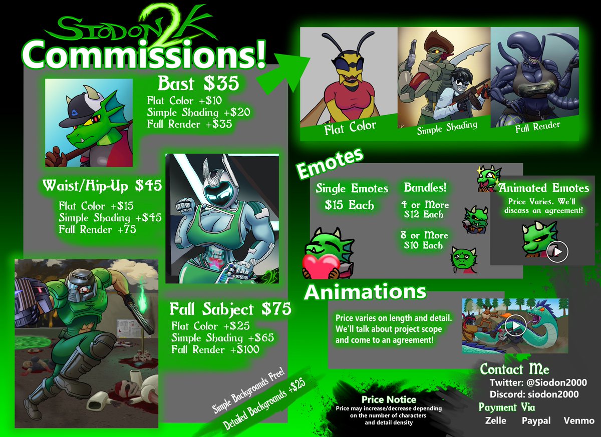 Siodon2000's tweet image. New and updated Comm sheet! We are open for business and I'm ready to give you the very best i have!❤️