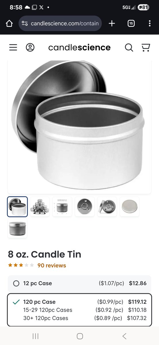 ThemedPM's tweet image. Posting this again, I'm looking to sell 7 cases (of 120) of these for $500. Any candle makers in central Florida interested?
I have some other random candle making supplies too.