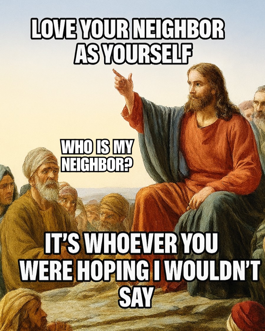 Evangels4Amer's tweet image. Jesus didn’t leave room for loopholes. Your neighbor is the one you were hoping He wouldn’t mention. ❤️‍🔥 #LoveYourNeighbor #NoExceptions