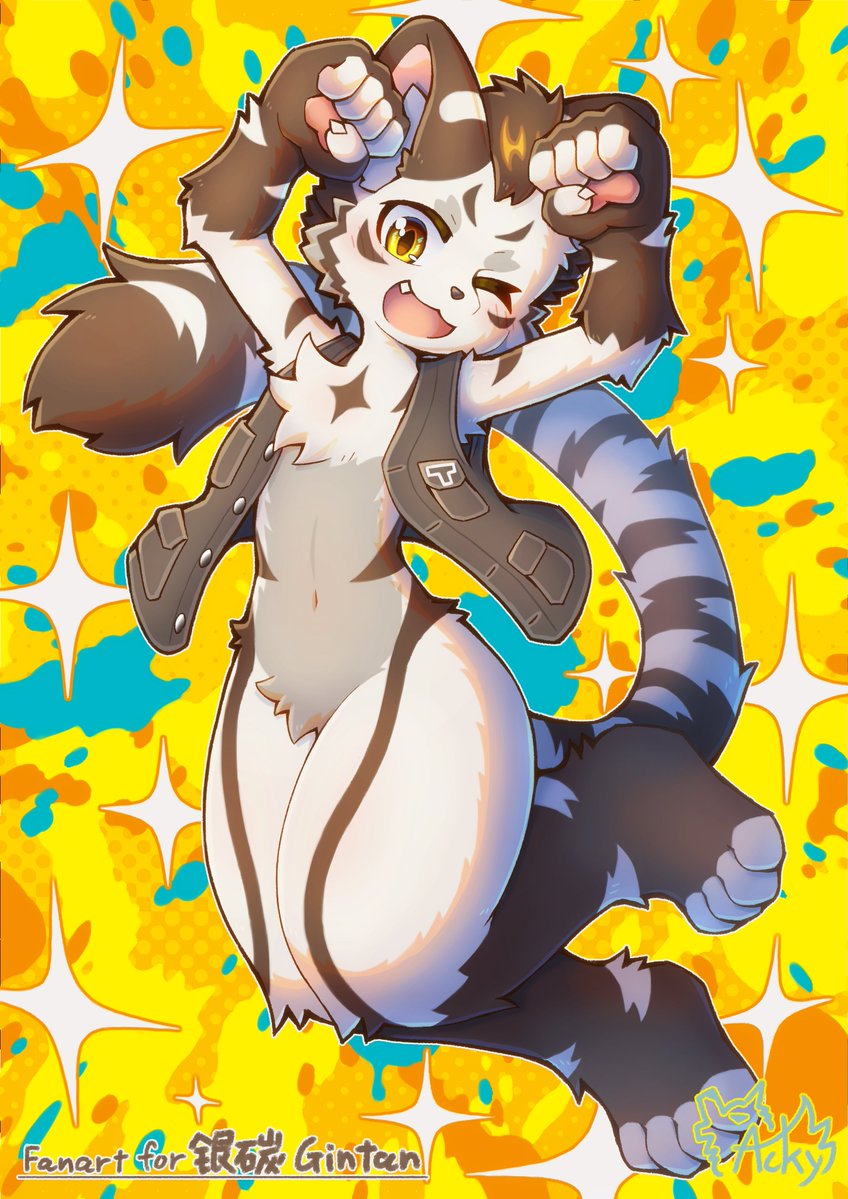 Fanart for 银碳Gintan(<a href="/FurryGintan/">银碳Gintan➡️8.3 SFF A18</a> ) 

I drew 银碳Gintan dancing full of energy!✨