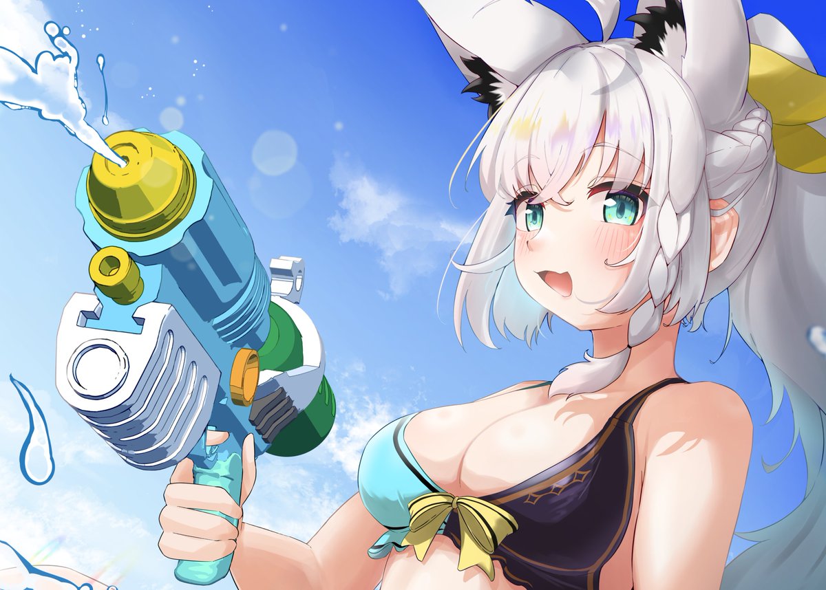 payano_i's tweet image. 海と白上🌽 
#絵フブキ