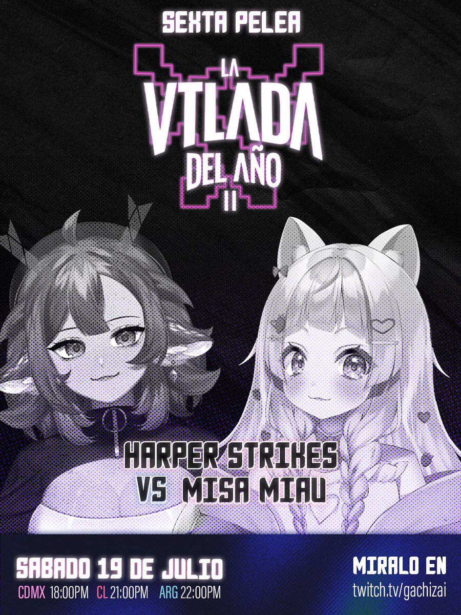 GachiZai's tweet image. 👾𝗦𝘂𝗻𝘀𝗵𝗶𝗻𝗲 𝗜𝘀𝗹𝗮𝗻𝗱 𝟮 🌴
¡Sexta pelea de la Vtlada de #SunshineIsland! 🥊💥🥊
🍓🐈 @MisaMiau0w0
VS
👾🦌@HarperStrikesVT
Las eternas rivales vuelven a enfrentarse. ¿Esta vez Misa conseguirá su venganza o será Harper quien salga victoriosa de nuevo? 🎊