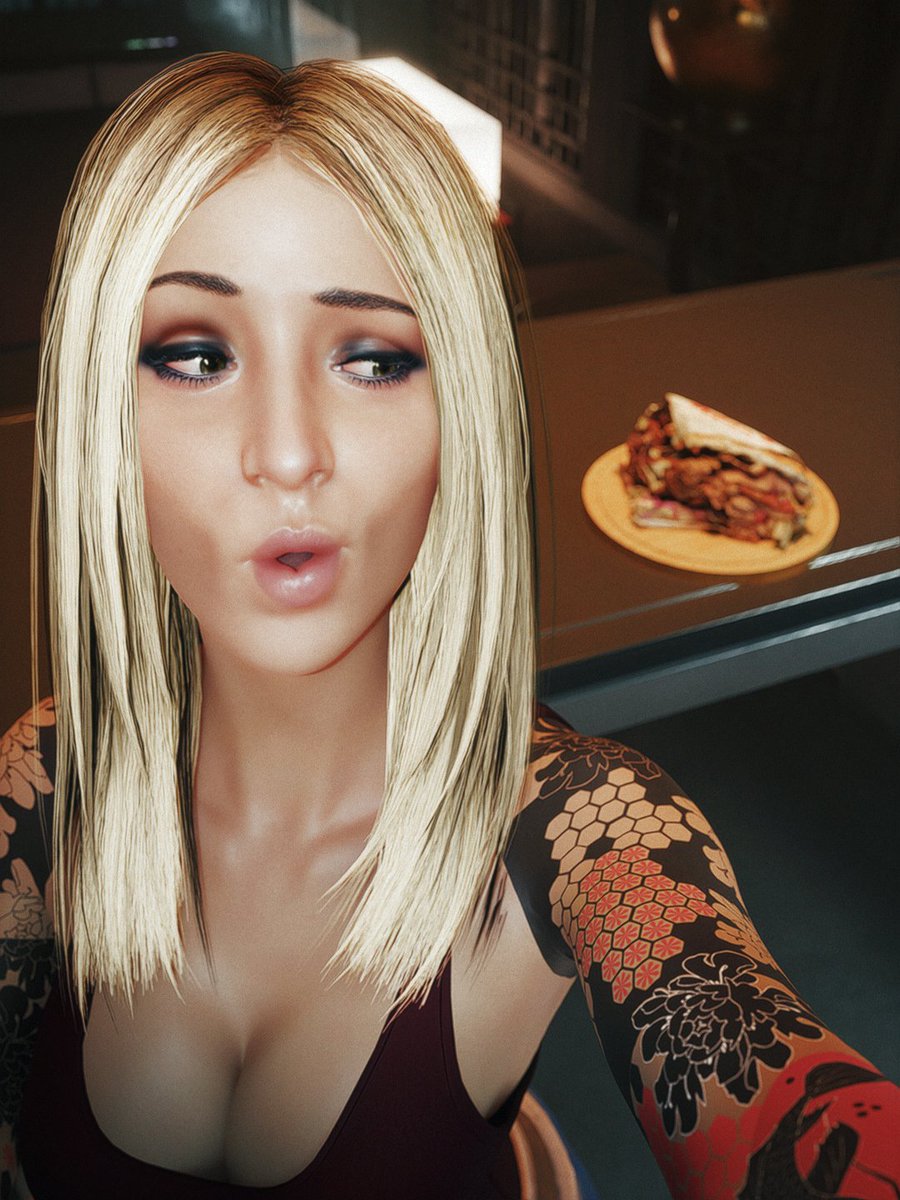 Cyberpunk 2077

Reshade 
Camera tools by Frans Bouma

Valerie starts the weekend with a Döner for dinner