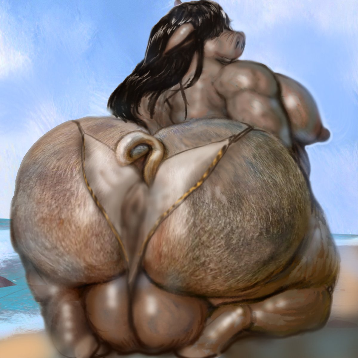 hohohonse's tweet photo. Pig on the beach 🐷🏖️ https://t.co/iN4Wm5OPnD