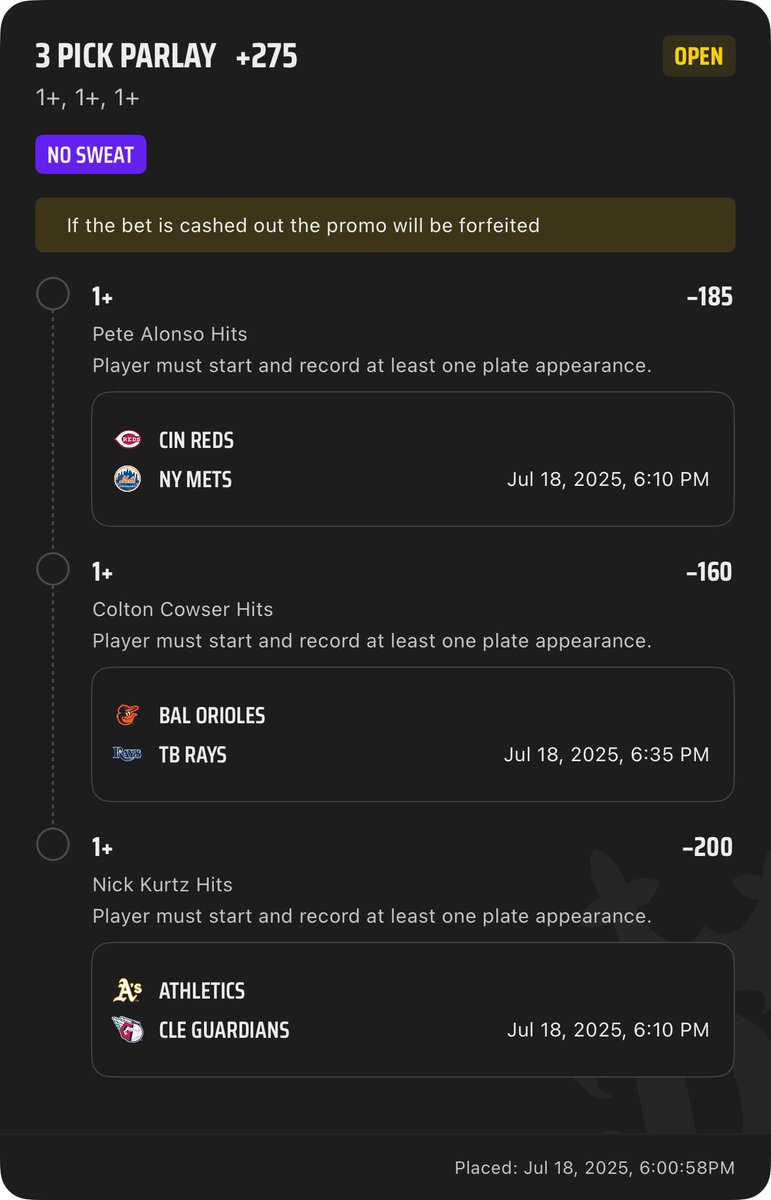🦠🧬 3 LEG HIT LAY (+275) 🧬🦠 

Just need 1 hit from these guys and we move, keeping it nice and easy🫡🔥 

Let’s get a W first day back🥱🦠
#gamblingX #GamblingTwitter