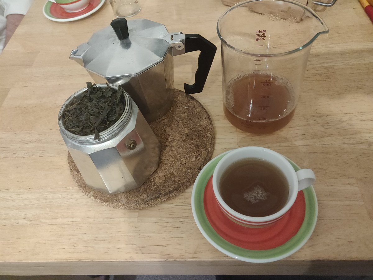It appears that you can actually brew tea in a mocca pot and it actually tastes kind of ok.