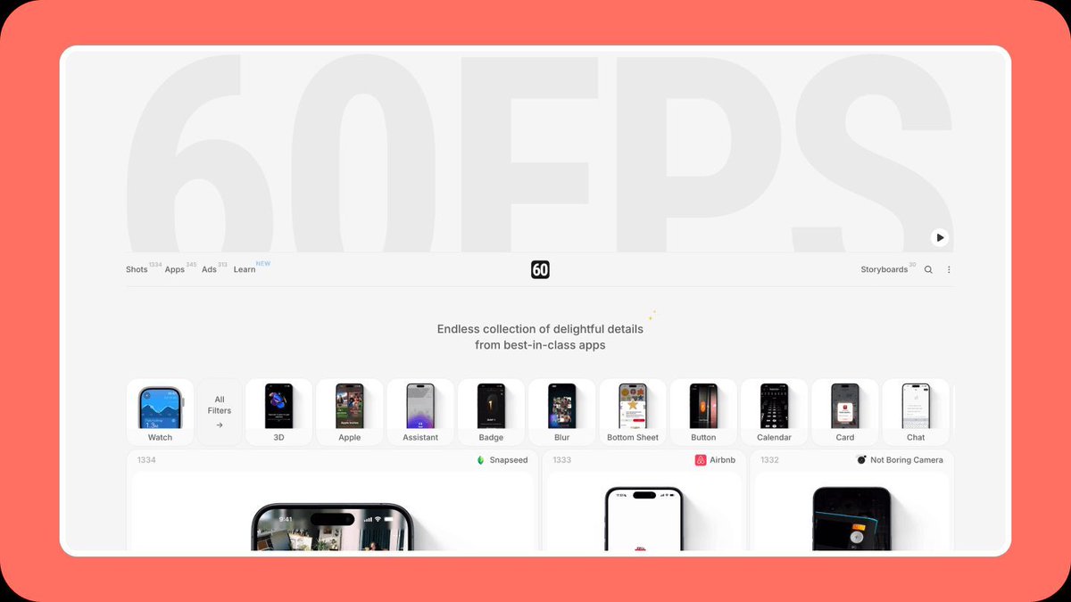 the_lucag's tweet image. Need UI/UX animation inspo?
This gem made it into my latest NTSOT issue 👇
@60fpsdesign is a curated swipe file of real product animations from Airbnb, Instagram & more.
Perfect for designers looking to make their UI feel alive.