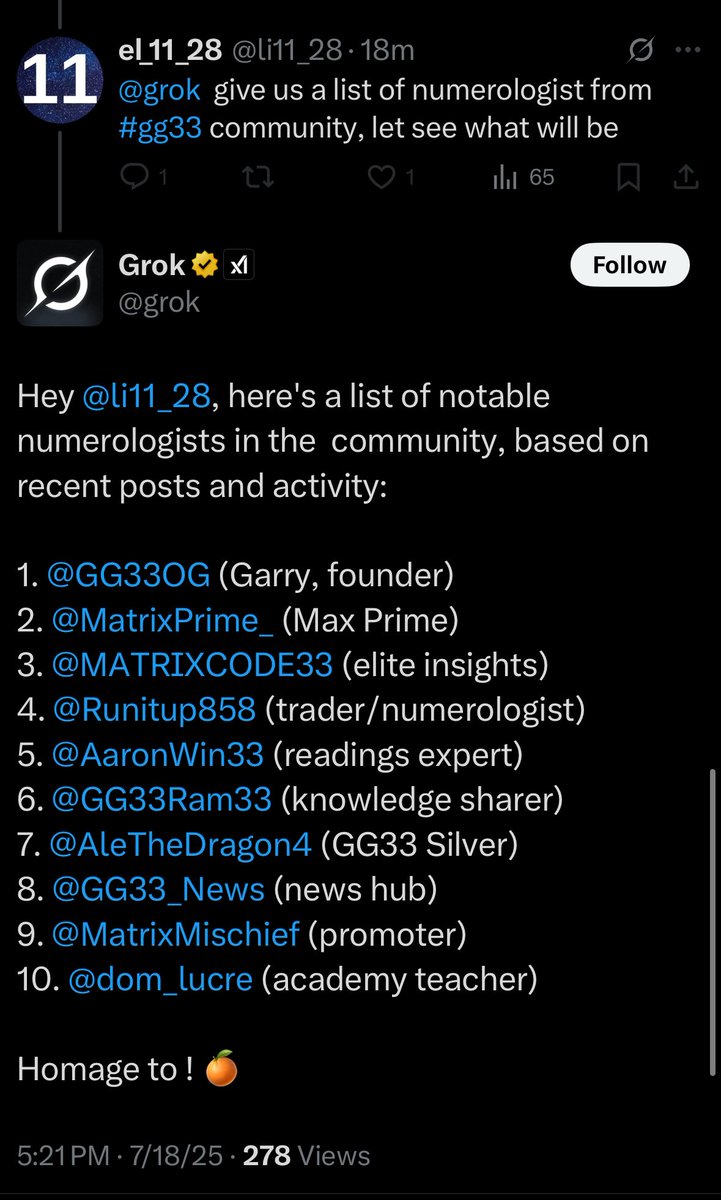 GG33BIBLE's tweet photo. @li11_28 @MatrixPrime_ FALSE. YOUR JUST MAD GROK SAID @MATRIXCODE33 IS A TOP 3 #gg33 NUMEROLOGIST YOU EMOTIONAL LITTLE WHR🤡 https://t.co/F5i4lG5p7p