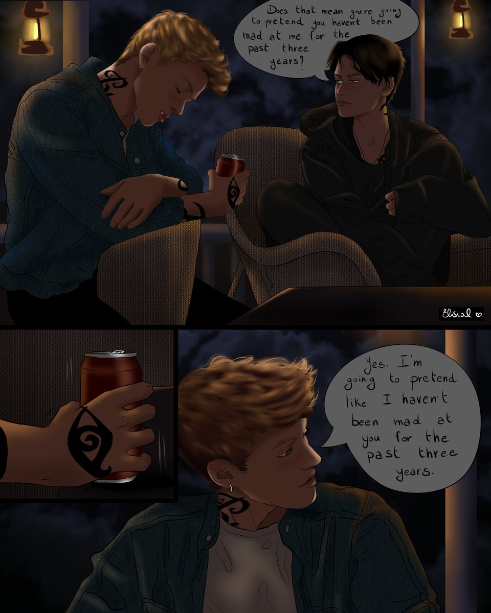 elisial_art's tweet photo. "I'm going to pretend like I haven't been mad at you for the past three years." 

@cassieclare I love you, but you're k*lling me T.T https://t.co/33yLKamjNF