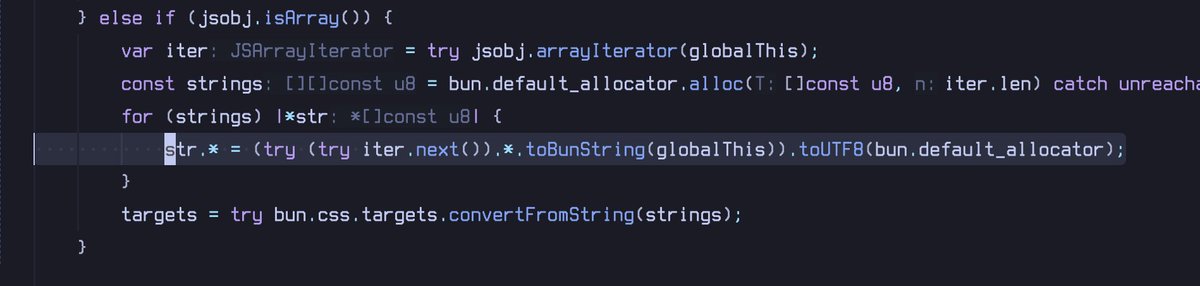 zack_overflow's tweet image. Zig made a really good design decision to make the pointer dereferencing operator postfix so it could be easily chained
But for some reason it made `try` prefix (unlike Rusts `?`) which makes not chainable and ugly