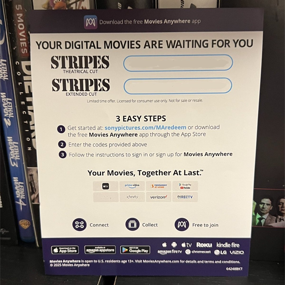 *** CONTEST ***

I’m giving away the #digital #4K copy of STRIPES. It’s compatible with Movies Anywhere. U.S. residents only. 

To enter:

• Be following this account
• Share and like this post

I’ll pick a random winner in 24 hours or so. Be sure to check your DMs around then.