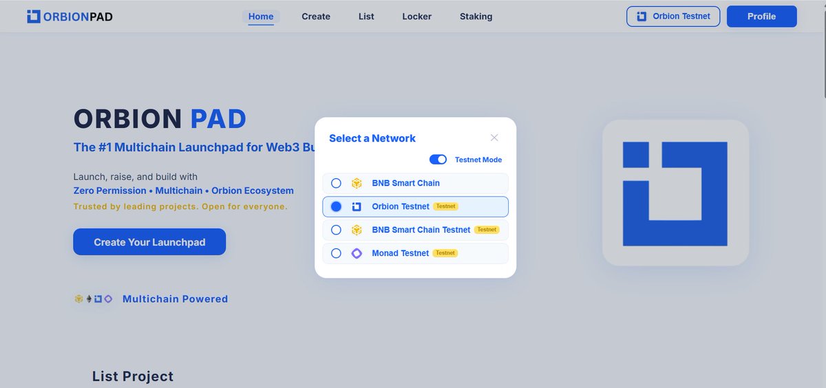 Sneak peek :  OrbionPAD × @Monad is coming!

Our multichain launchpad is being engineered to plug straight into Monad Testnet bringing ultra-high TPS &amp; near-zero fees to every presale. 

#OrbionPAD #Monad #orbion