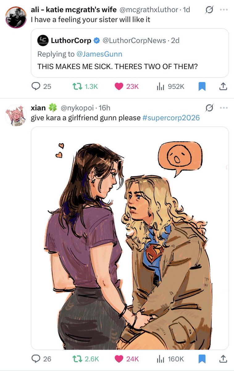 mandaIorr's tweet photo. supercorp fam there’s something in the air 🫨 https://t.co/eEctQRiQ7L