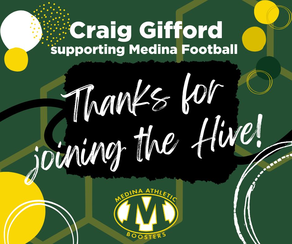 MedinaBoosters (@medinaboosters) on Twitter photo The @medinaboosters would like to thank Craig Gifford <a href="/CraigGifford/">Bibles and BBQ</a> for joining the Hive for 2025-26 and earning <a href="/MHSBeesFB/">Medina Football</a> 80% of his membership! Join the Boosters today and support the team of your choice at medinaboosters.org/membership-lev… <a href="/medinaathletics/">Medina Athletics</a> The @medinaboosters would like to thank Craig Gifford <a href="/CraigGifford/">Bibles and BBQ</a> for joining the Hive for 2025-26 and earning <a href="/MHSBeesFB/">Medina Football</a> 80% of his membership! Join the Boosters today and support the team of your choice at medinaboosters.org/membership-lev… <a href="/medinaathletics/">Medina Athletics</a>