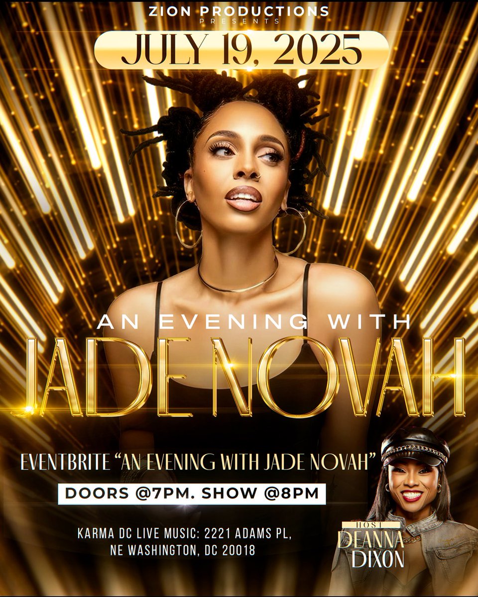 JadeNovah's tweet image. Anybody in DC this weekend? I have a show tomorrow @ 7:30pm. Here’s the info if you wanna pull up: eventbrite.com/e/an-evening-w…