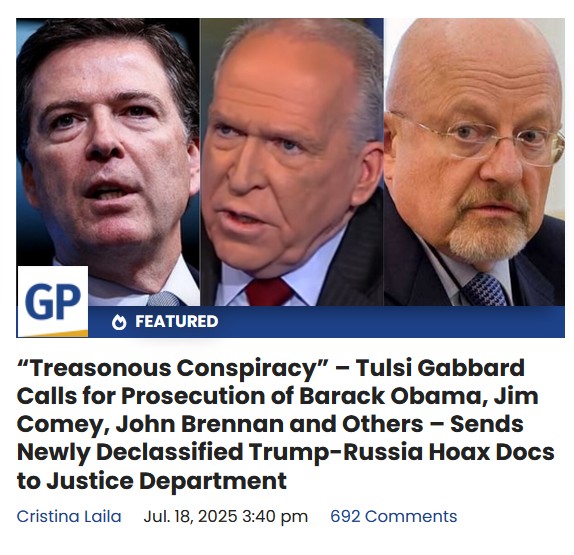 RogerP23486's tweet image. “Treasonous Conspiracy” – Tulsi Gabbard Calls for Prosecution of Barack Obama, Jim Comey, John Brennan and Others – Sends Newly Declassified Trump-Russia Hoax Docs to Justice Department
The Democrat party is a criminal syndicate. They steal elections, launder tax payers' money…