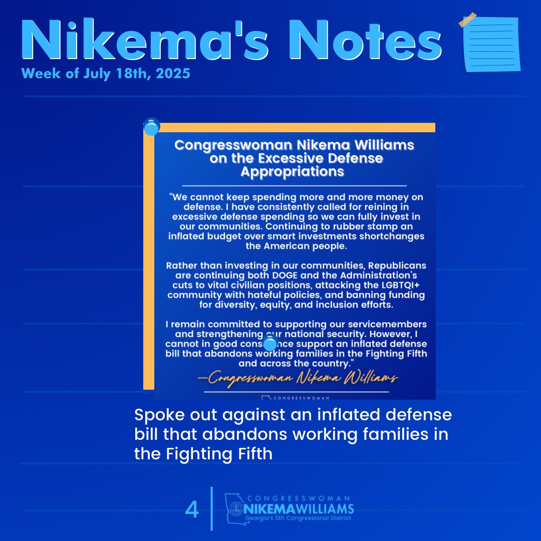 RepNikema's tweet image. This week, I stayed on the Hill fighting into the dead of night as Republicans tried to sneak another bill by Americans, this time targeting funding for #publicbroadcasting. Read more about my work for the #FightingFifth in #NikemasNotes.